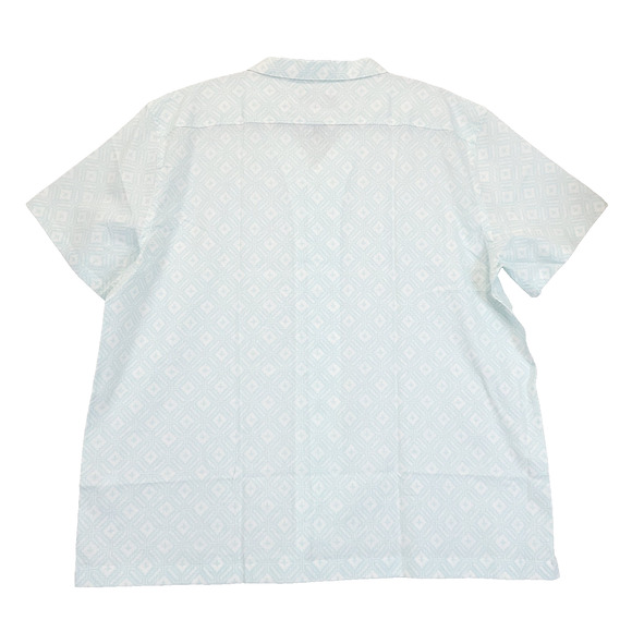 J. Ferrar Button Up Shirt Linen Blend Men XXL Slim Short Sleeve Geo White Blue - Picture 2 of 8